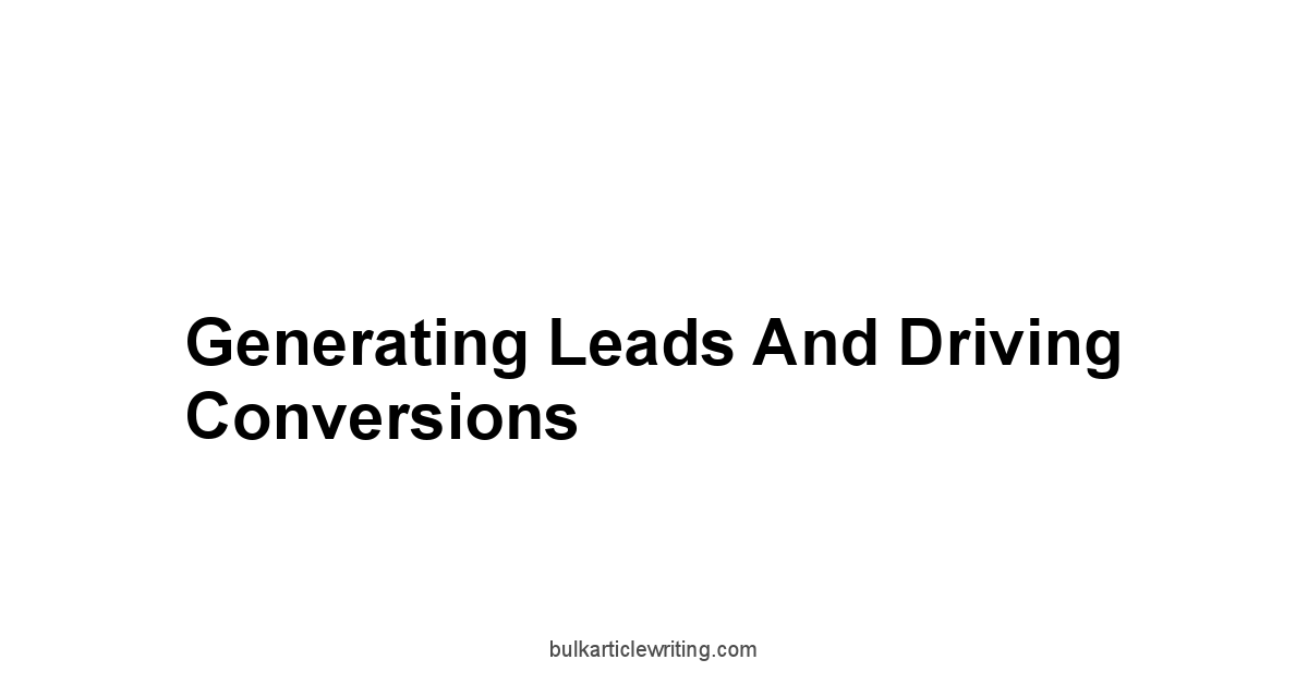 Generating Leads and Driving Conversions