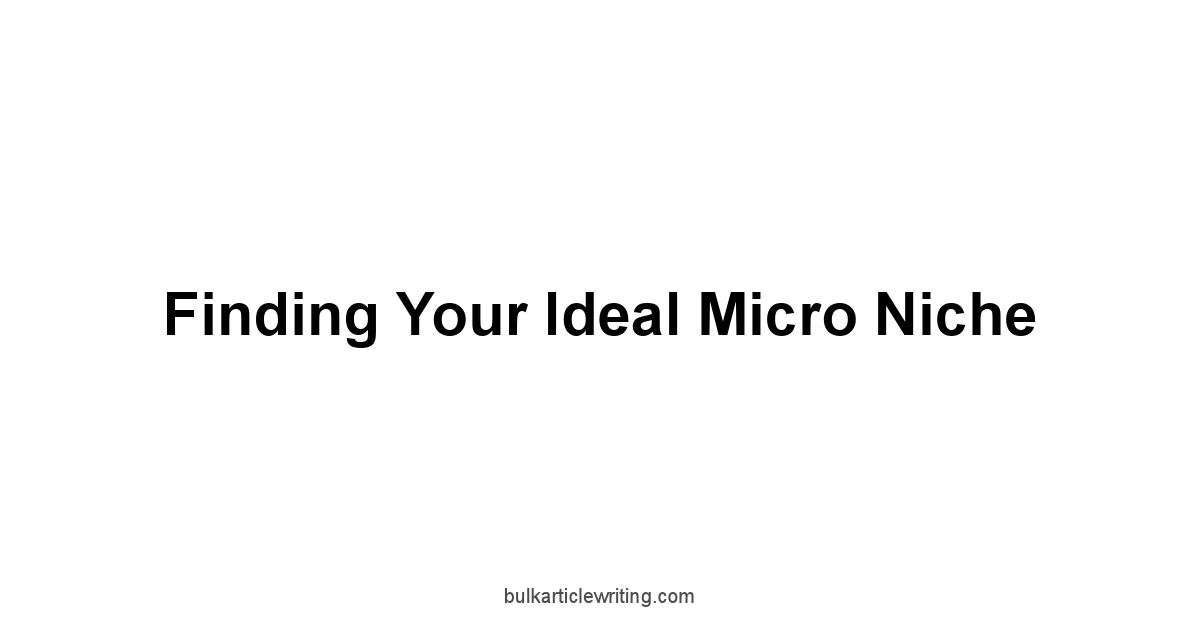 Finding Your Ideal Micro Niche