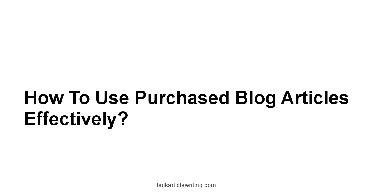 How To Use Purchased Blog Articles Effectively?